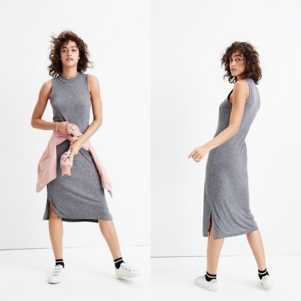 MADEWELL RIBBED MOCK NECK MIDI DRESS SIZE MEDIUM